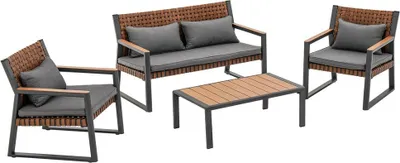 Immagine prodotto di Set di mobili da giardino TEXAS con divano, poltrone e tavolino, GRIGIO