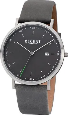 Produktbild von Regent Herren Uhr Lederarmband F-1142 Analog Leder Armband-Uhr grau URF1142