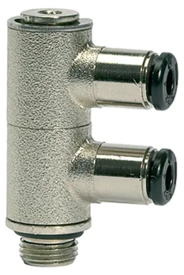 Produktbild von Riegler L-Mehrfachverteiler 2-fach »click-clock«, drehbar, M5 außen Ø 6mm