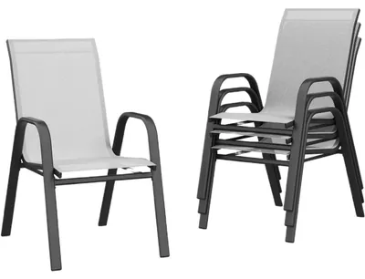 Obrázek produktu pro Zahradní židle, stohovatelné, odolné proti UV záření, 4 ks, šedé