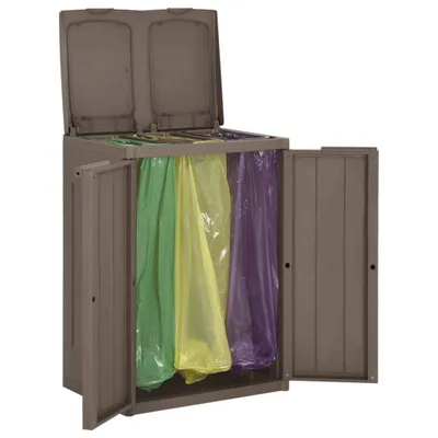 Obrázek produktu pro Odpadkový koš se 2 dvířky hnědý 65 x 45 x 88 cm PP