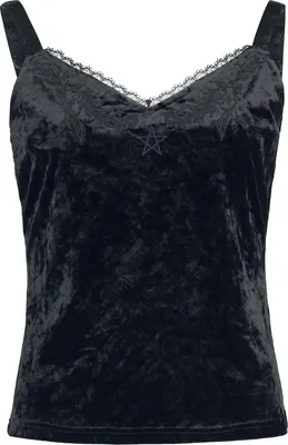 Produktbild von Gothicana by EMP Damen schwarzes Top mit V-Ausschnitt und Spitzendetails XXL