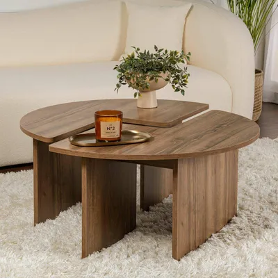 Image de Tairn - Table basse, 90x90x41h cm Noyer marron, Forme carrée