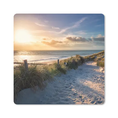 Produktbild von MuchoWow® Mauspad Mousepad Sonnenuntergang - Strand - Düne - Gras - Bank 30x30 cm - Mousepads - Maus Mat - Pad - Mausunterlage - Gaming
