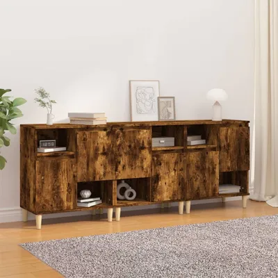 Obrázek produktu pro vidaXL Příborníky 3 ks. Kouřový dub 60x35x70 cm výrobek z odvozeného dřeva