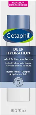Produktbild von Gesichtsserum, Cetaphil, Tiefenhydration, für trockene, empfindliche Haut, für intensive Feuchtigkeitszufuhr 48h, parfümfrei, 30ml