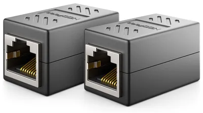Produktbild von deleyCON RJ45 Kupplung 1000 Mbit Gigabit LAN Adapter, 2 Stück - Schwarz