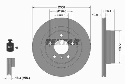 Produktbild von 2 Textar Bremsscheiben 300mm hinten für BMW E81 116 118 E90 E91