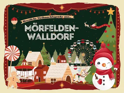 Produktbild von vianmo Holzschild 30x40 cm Weihnachtsgrüße aus Mörfelden-Walldorf Weihnachten
