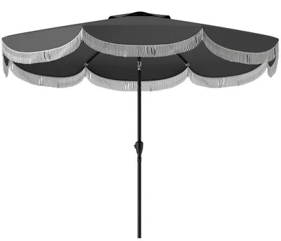 Immagine prodotto di Ombrellone da giardino – Grigio scuro – Diametro 2,69 metri – Protezione UV 30+ – Tessuto in poliestere idrorepellente