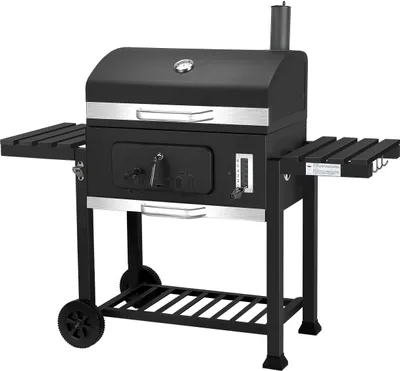Zdjęcie produktu dla Duży Grill Węglowy El Fuego Ontario Xxl Ruszt Żeliwny Komin Składane Półki
