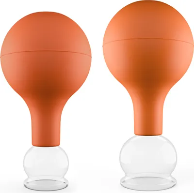 Produktbild von Pulox Schröpfgläser Set aus Echtglas 2 Stück. 2,5cm und 3,2cm Braun