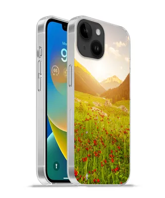 Produktbild von MuchoWow® Handyhülle Schutzhülle Hülle für Apple iPhone 14 - Softcase Blumen - Berg - Sonne Silikon Softcase Handy Hülle - Mobiltelefonhülle