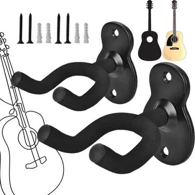 Obrázek produktu pro 2 ks kovových háčků na ukulele – nástěnné držáky na akustické kytary, baskytary, ukulele a elektrické kytary