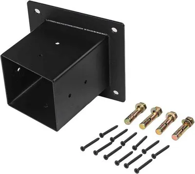 Produktbild von Famanu Pergola Halter - Montage für Schrägdach - Rostbeständiger Stahl - Für 4x4 Pfosten - Schwarz