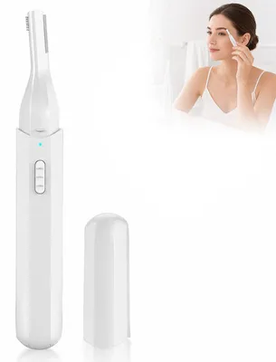 Produktbild von Elektrischer Augenbrauentrimmer Damen Gesichtshaartrimmer mit Doppelkopf 3 Stufen USB wiederaufladbar kompakt Weiß