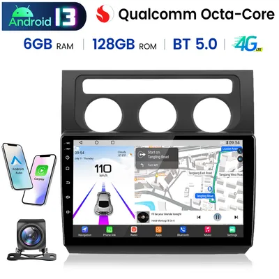 Obrázek produktu pro Autorádio CarPlay Android Auto pro VW Touran 1T1 1T2 1T3 (2003-2010) - výkonný osmijádrový procesor, 6+128GB, GPS, Bluetooth, dotykový displej