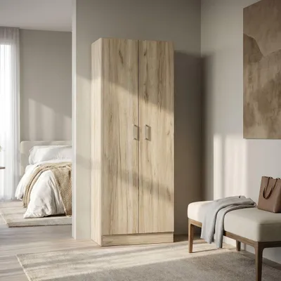Immagine prodotto di Milani Home - armadio colonna due ante e cassetti, rovere grigio, 80 x 52 x 180 cm, per camera da letto