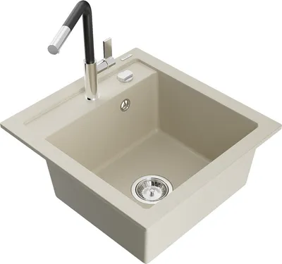 Produktbild von Mexen Vito 1-Becken-Granit-Spüle mit Mischbatterie Flora, Beige - 6503-69-670401-07