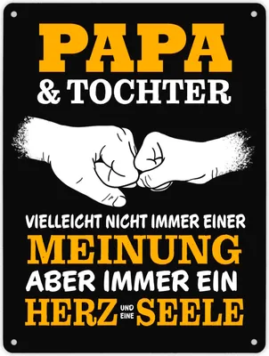 Produktbild von Papa & Tochter, ein Herz und eine Seele Metallschild XL in 21x28 cm mit Spruch