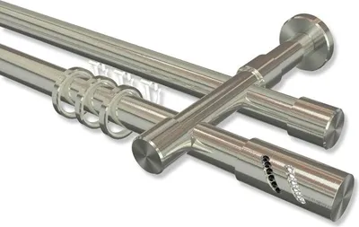 Produktbild von Interdeco Rundrohr-Innenlaufstange, Gardinenstange (Kombination) Edelstahl-Optik Modell Prestige Zoena, 20 mm Ø 2-läufig, 440 cm (geteilt)