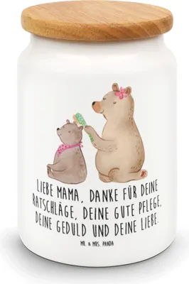 Produktbild von Mr. & Mrs. Panda Dose Bär Kind - Weiß - Geschenk, Muttertag, Mama, aufbewahrungsbehälter, gebäckdose, behälter, Vorratsbehälter, Keksdose, Bären, Mutter, Bruder