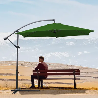 Obrázek produktu pro Jiubiaz Slunečník zelený Ø350cm Semafor Zahradní slunečník Market Umbrella Crank Balcony Alu Tiltable