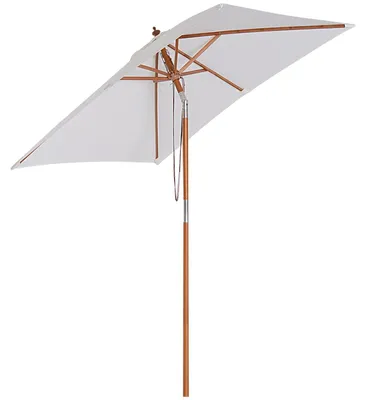 Produktbild von Sonnenschirm Knickbarer Gartenschirm Aus Tannenholz, 3-Stufig Einstellbar, Cremeweiß, 200X150X230Cm