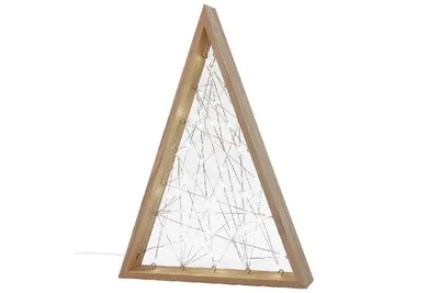 Zdjęcie produktu dla F-H-S Holztanne mit 60 Kupferdraht LED batteriebetrieben 25x5,5x35cm