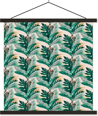 Produktbild von MuchoWow® Textilposter Tropisch - Blau - Blätter 60x60 cm mit schwarzem Rahmen - Posteraufhänger