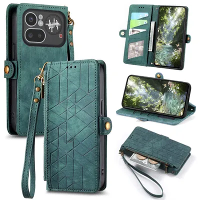 Obrázek produktu pro Pouzdro na mobilní telefon, skládací pouzdro typu peněženka pro Nothing Phone 4a Pro, umělá kůže, se zipem, zelené