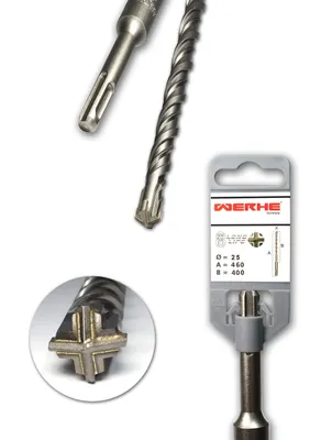 Zdjęcie produktu dla WERHE Wiertło krzyżowe do betonu SDS PLUS 25x460 mm