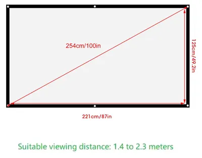 Image de Écran de projection de 100 pouces, format 16:9, double face, en polyester, portable pour une utilisation en intérieur et en extérieur