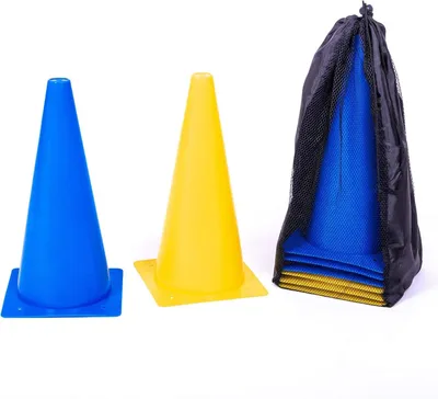 Produktbild von Pylons Set 8 Stück 30 cm, gelb und blau, Kunststoff, für Fußballtraining