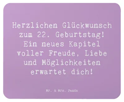 Produktbild von Mr. & Mrs. Panda Mouse Pad Spruch 22. Geburtstag - Lavendeltraum - Geschenk, Liebe, Chancen, Dekoration, Mauspad, Glückwunsch, mausteppich, Happy Birthday, gummi, laptop