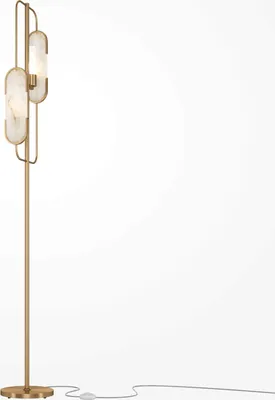 Zdjęcie produktu dla Lampa podłogowa, metal, złota, 2-płomienna, wys. 160 cm