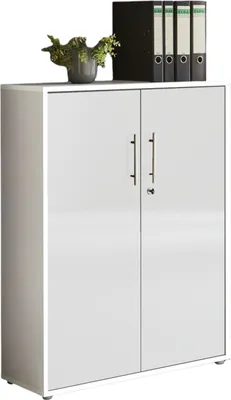 Produktbild von Aktenschrank TABOR niedrig in weiß / weiß Hochglanz