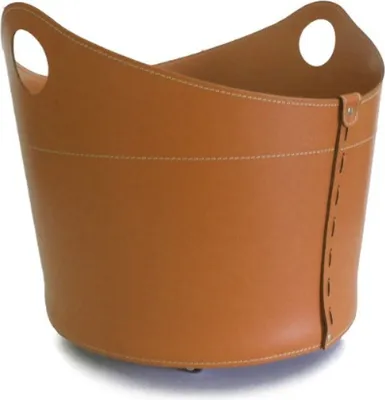 Produktbild von Runder Holzkorb  "CALA" aus Leder Farbauswahl | Braun (brown)