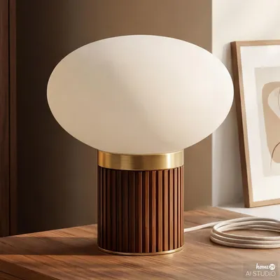 Produktbild von home24 Tischleuchte - 1-flammig - Rattan / Opalglas