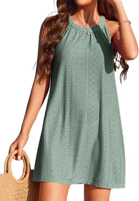 Produktbild von Damen-Strandkleid in Grün, Größe XXL, ärmellos und leicht, mit Mesh-Details