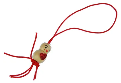 Produktbild von Holzfigur Handyanhänger Anhänger Männchen rot Glücksbringer 80er Liebe Herz