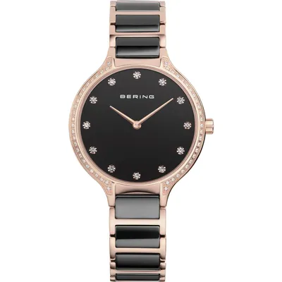 Produktbild von BERING Ceramic Damenuhr roségoldfarben/schwarz 30434-746
