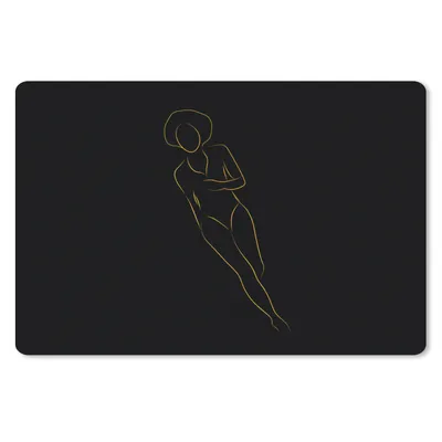 Produktbild von MuchoWow® Mauspad Mousepad Frau - Gold - Schwarz - Strichzeichnung 27x18 cm - Mousepads - Maus Mat - Pad - Mausunterlage - Büroartikel - Desk Matten
