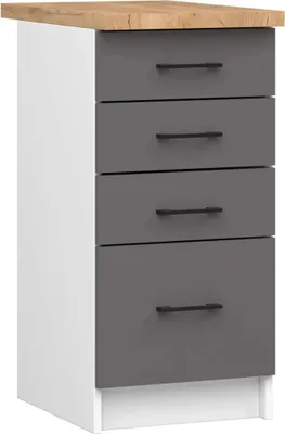 Produktbild von Küchenschrank mit Schubladen 40 cm VERMINA - weiß/grau