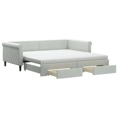 Immagine prodotto di Divano Letto Estraibile Cassetti Grigio Chiaro 100x200 Velluto