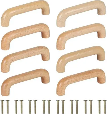 Productafbeelding van Moderne 96 mm handgrepen voor houten meubels - ladeknopen, keuken - gebogen handgrepen - 8 stuks met schroeven