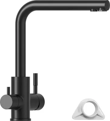 Obrázek produktu pro Třícestný směšovač, otočný o 360 stupňů, směšovací baterie 3 v 1, baterie s vodním filtrem, třícestná baterie, nerezová baterie Gootstein, černá