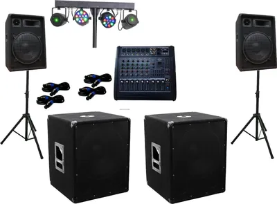 Produktbild von PA Party Disco Lautsprecher Subwoofer 6 Kanal BT Powermixer Lichtset 3400 Watt