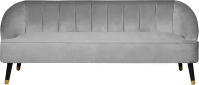 Produktbild von BELIANI 3-Sitzer Sofa Hellgrau Samtstoff mit Steppung Armlehnen Schwarzen Hohen Holzfüßen Dickes Polster Modern Glamourös Wohnzimmer Ausstattung