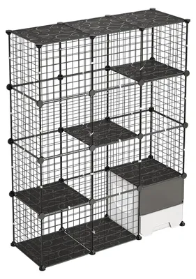 Zdjęcie produktu dla Klatka dla kota SucceBuy z 4 poziomami, o wymiarach 104,1 x 35,5 x 139,7 cm, metalowa klatka do użytku wewnątrz pomieszczeń, idealna dla 1-2 kotów, kociąt, fretki i innych małych zwierząt, zawiera kuwetę dla kota